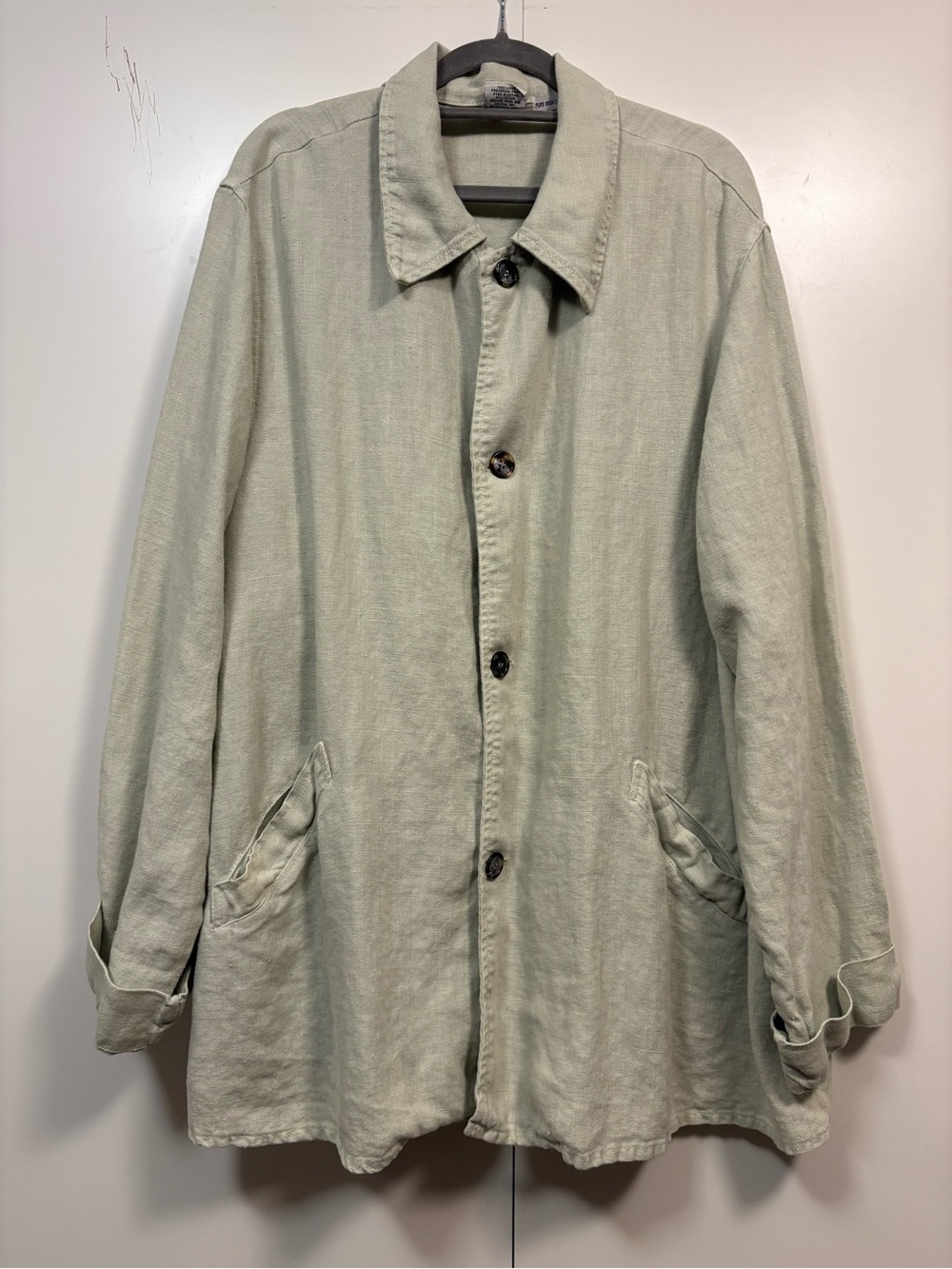 Vintage CP Shades Irish Linen Jacket Ecru Button Up Blazer Lagenlook M
